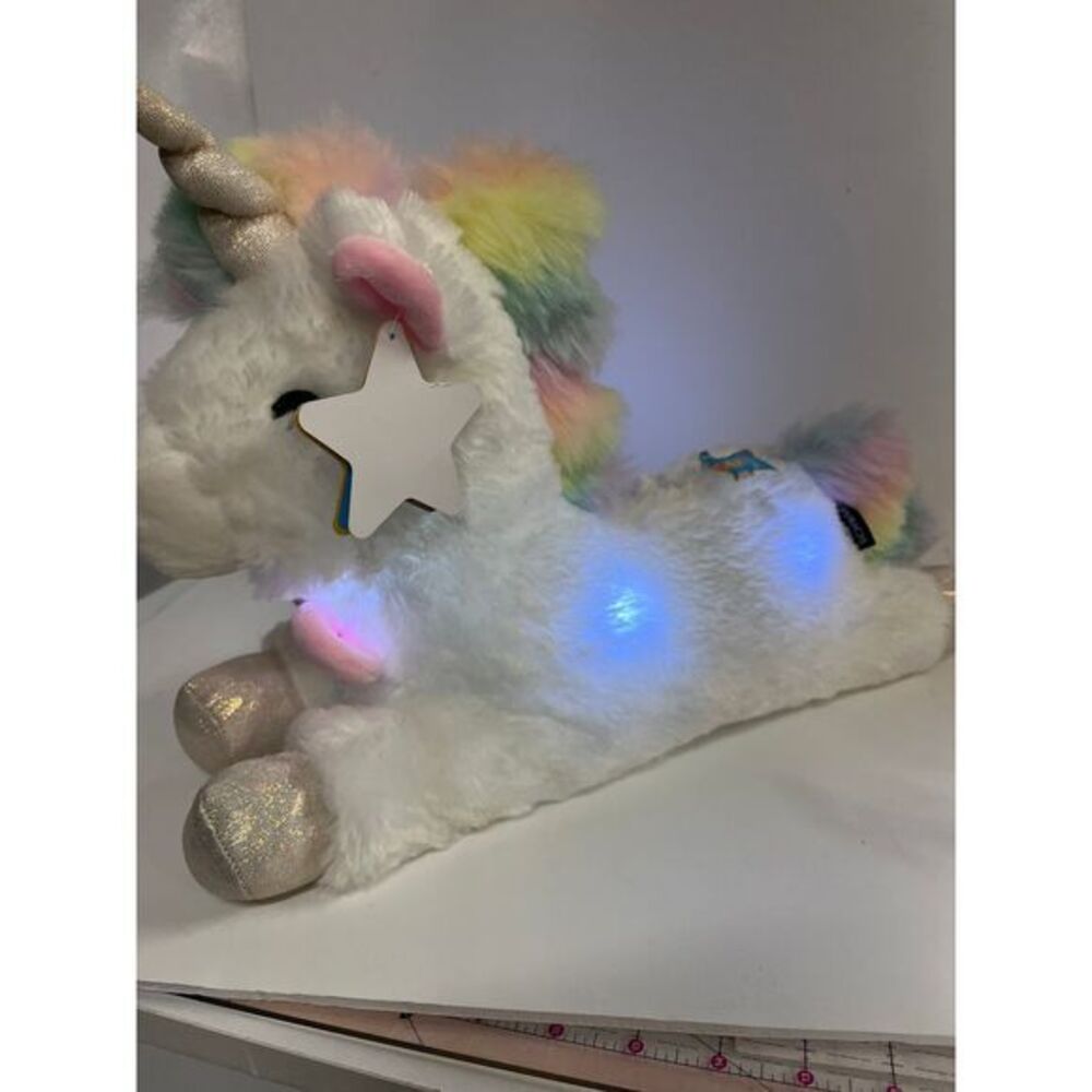Glow Brights Unicorn Plush Rainbow White Fluffy with LED Lights‎ Magical Sounds